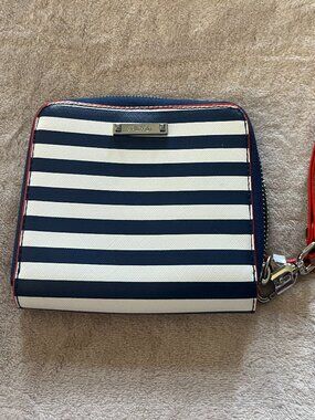 Stella & Dot Navy and White Striped Wristlet Clutch